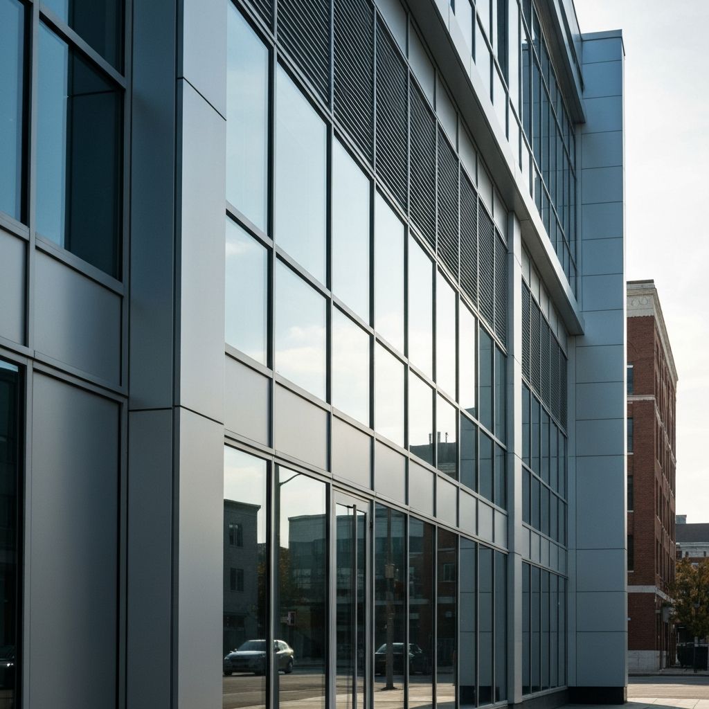 Building with aluminum facade